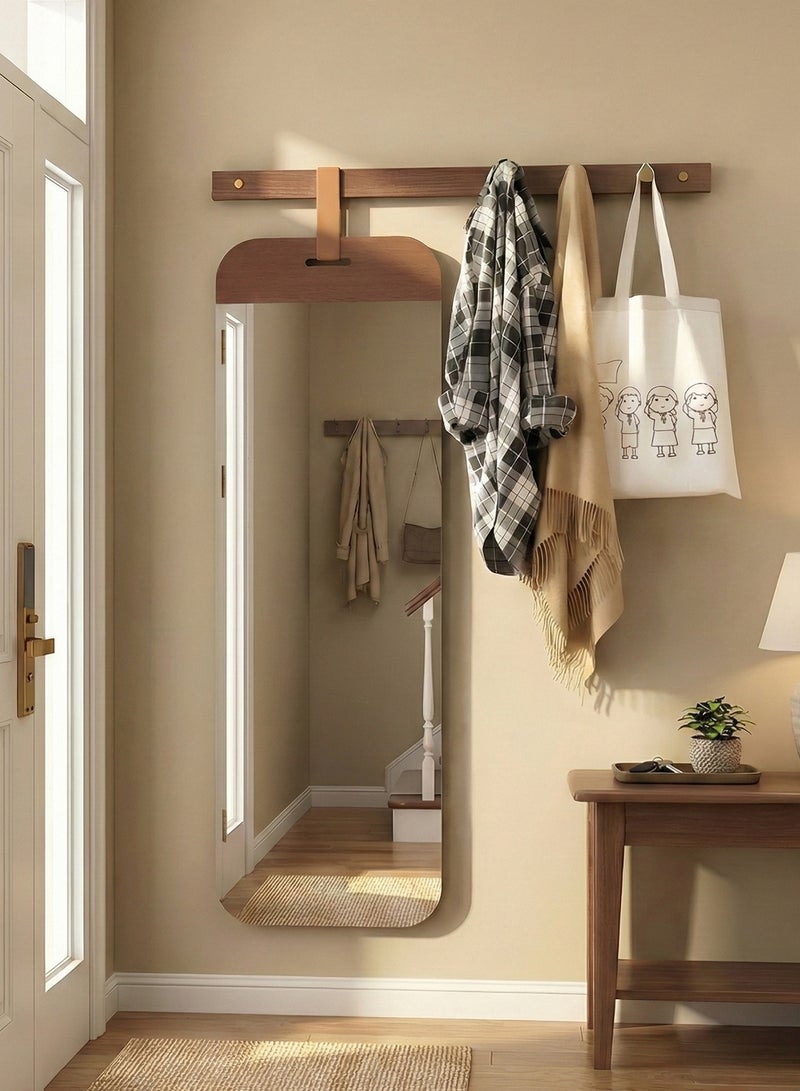 تايمي مرآة حائط للمدخل 128×48×7.5سم مع 3 خطافات لتعليق الملابس - مرآة  كاملة الطول مع علاقات للمعاطف والحقائب لمدخل المنزل وغرفة النوم والحمام والممر - Image 1